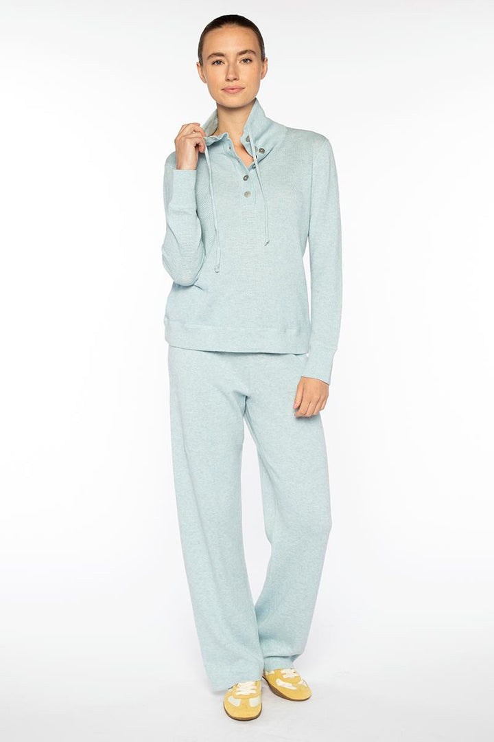 Textured Drawstring Mock Pullover Sweater