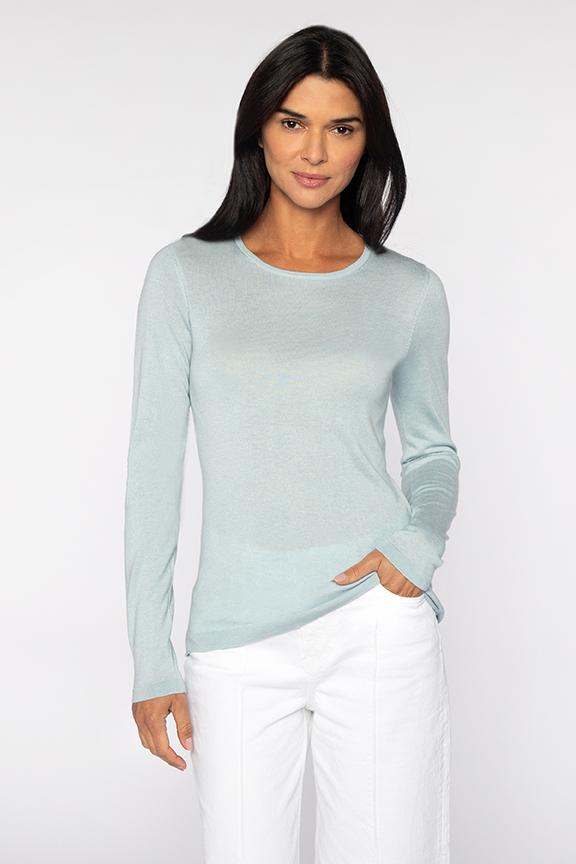 Kinross Long Sleeve Crew in Surf available at Barbara Katz