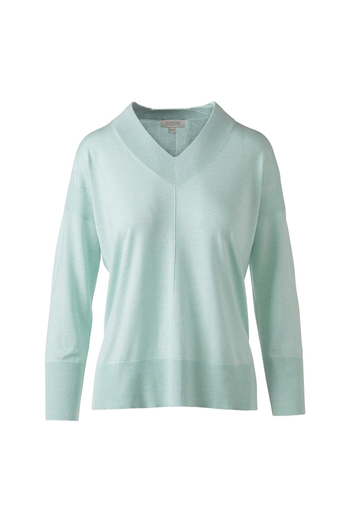 Kinross Lightweight Easy Vee Sweater available at Barbara Katz