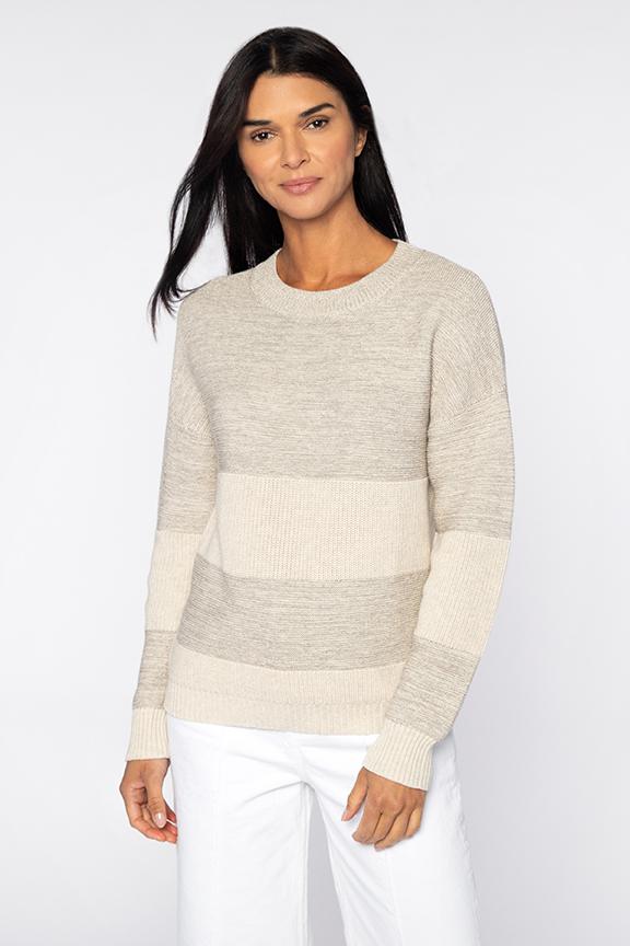 Kinross Lurex Stripe Crew Sweater available at Barbara Katz