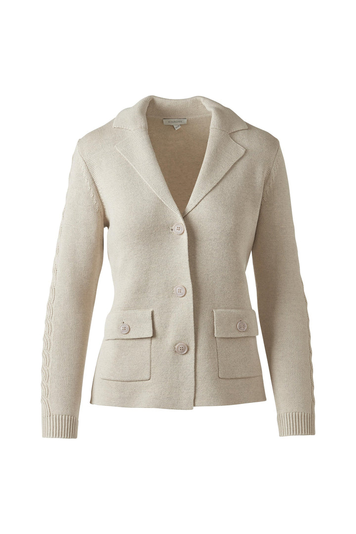 Kinross Cable Sleeve Notch Collar Cardigan available at Barbara Katz