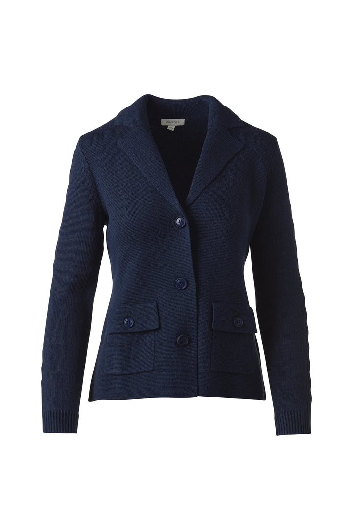 Kinross Cable Sleeve Notch Collar Cardigan available at Barbara Katz