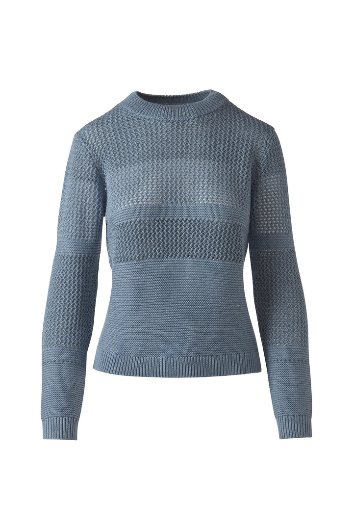 Kinross Mixed Stitch Lurex Crew Sweater available at Barbara Katz