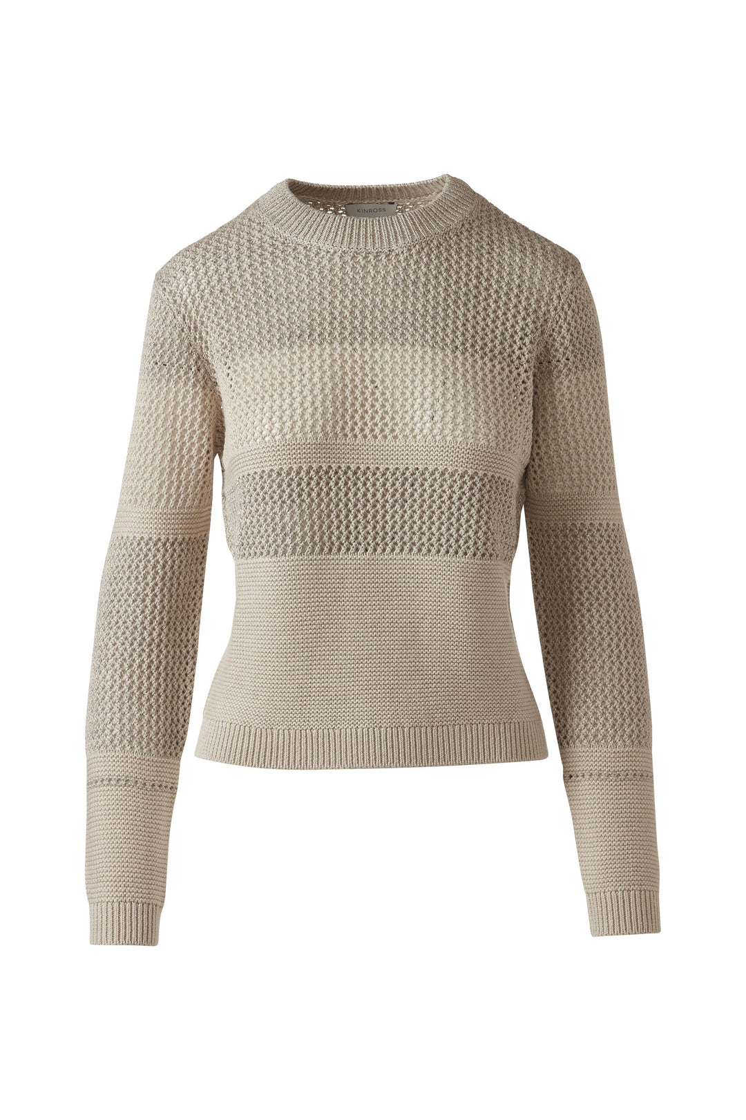 Kinross Mixed Stitch Lurex Crew Sweater available at Barbara Katz