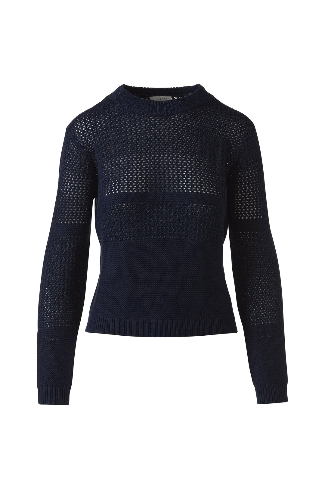 Kinross Mixed Stitch Lurex Crew Sweater available at Barbara Katz