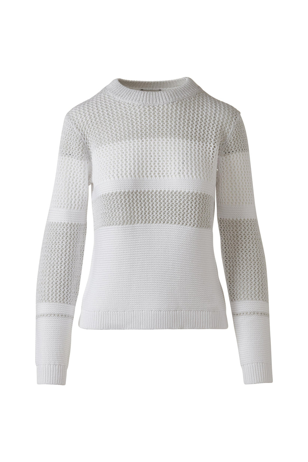 Kinross Mixed Stitch Lurex Crew Sweater available at Barbara Katz