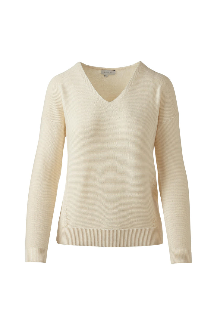 Kinross Micro Garter Easy Vee Sweater available at Barbara Katz