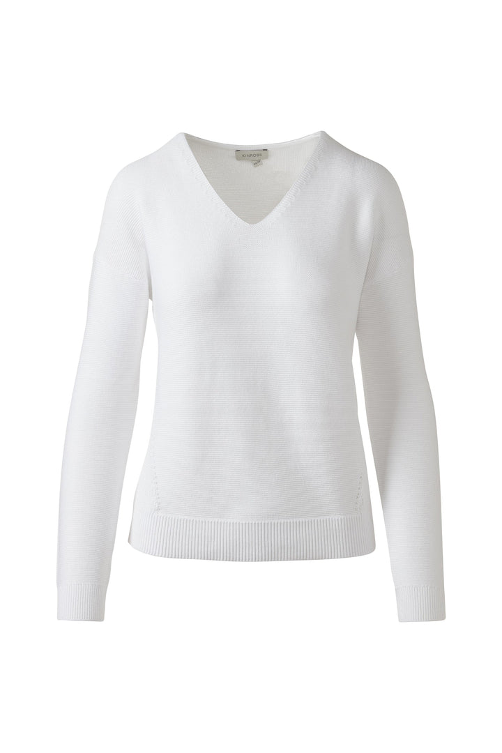 Kinross Micro Garter Easy Vee Sweater available at Barbara Katz