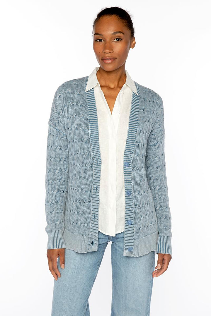 Stonewash Cable Vee Cardigan