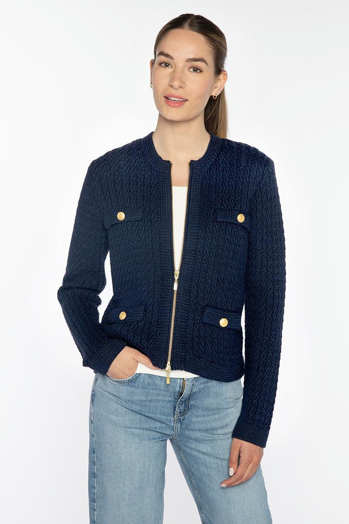 Kinross Textured Zip Cardigan available at Barbara Katz