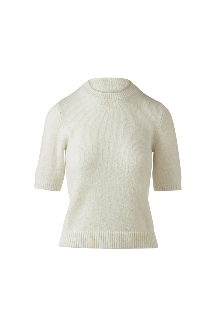 Kinross Lofty Lurex Short Sleeve Crew Sweater available at Barbara Katz