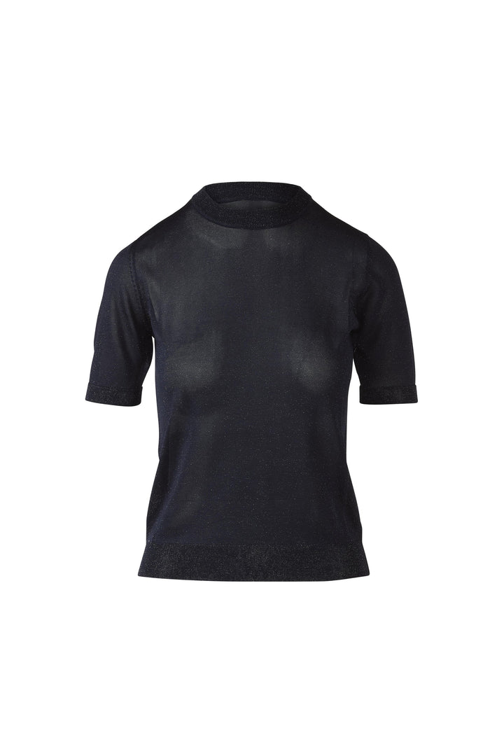 Kinross Shimmer Short Sleeve Crew Sweater available at Barbara Katz