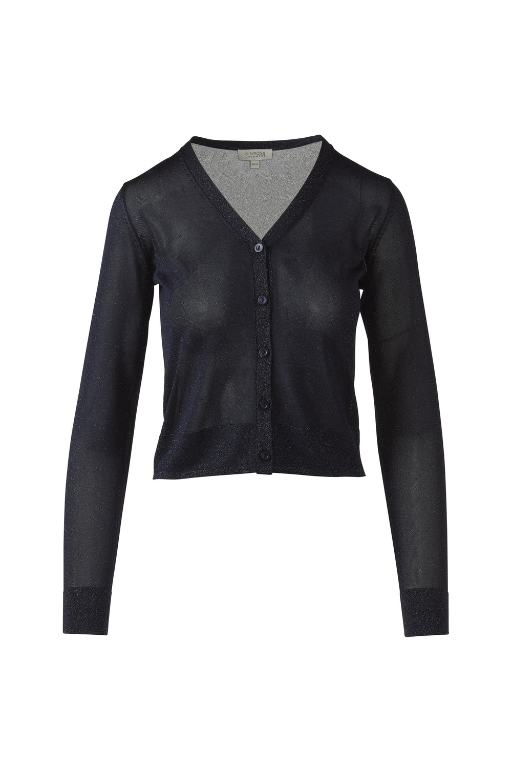 Kinross Shimmer Button Front Vee Cardigan available at Barbara Katz