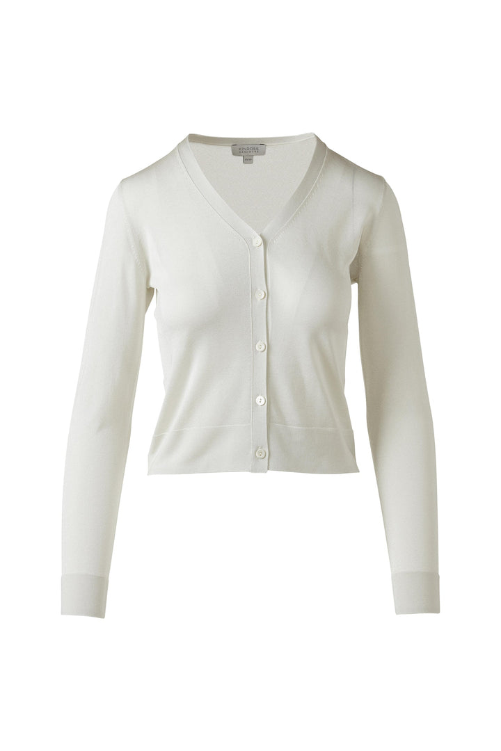 Kinross Shimmer Button Front Vee Cardigan available at Barbara Katz