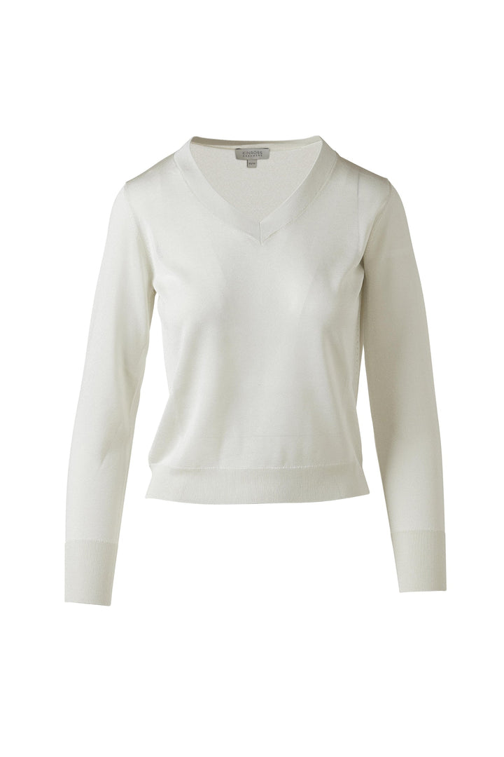 Kinross Shimmer Vee Sweater available at Barbara Katz