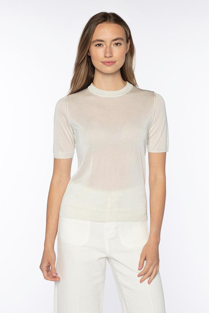 Shimmer Short Sleeve Crew Sweater