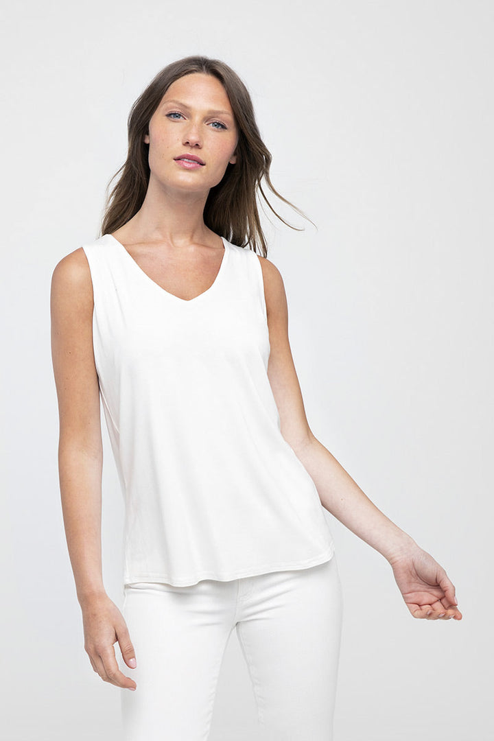 Kinross Bamboo Hi Low Vee Tank available at Barbara Katz