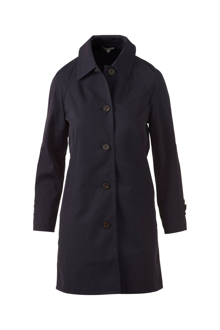 Kinross Lightweight City Coat in Navy available at Barbara Katz
