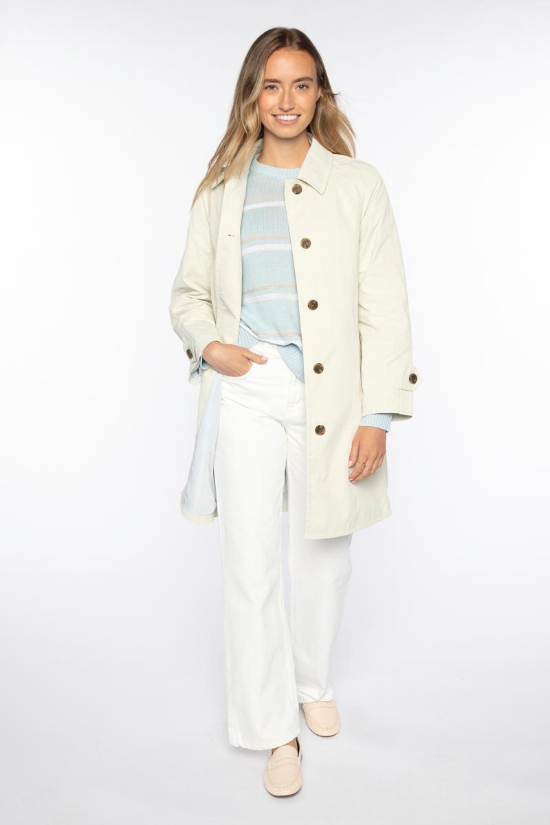 Kinross Lightweight City Coat in Cloud available at Barbara Katz
