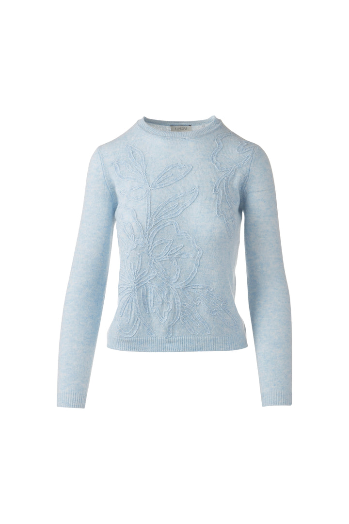 Kinross Floral Embroidered Crew Sweater available at Barbara Katz