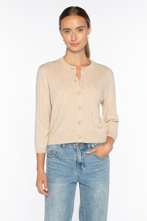 Kinross Short Rib Crew Cardigan available at Barbara Katz