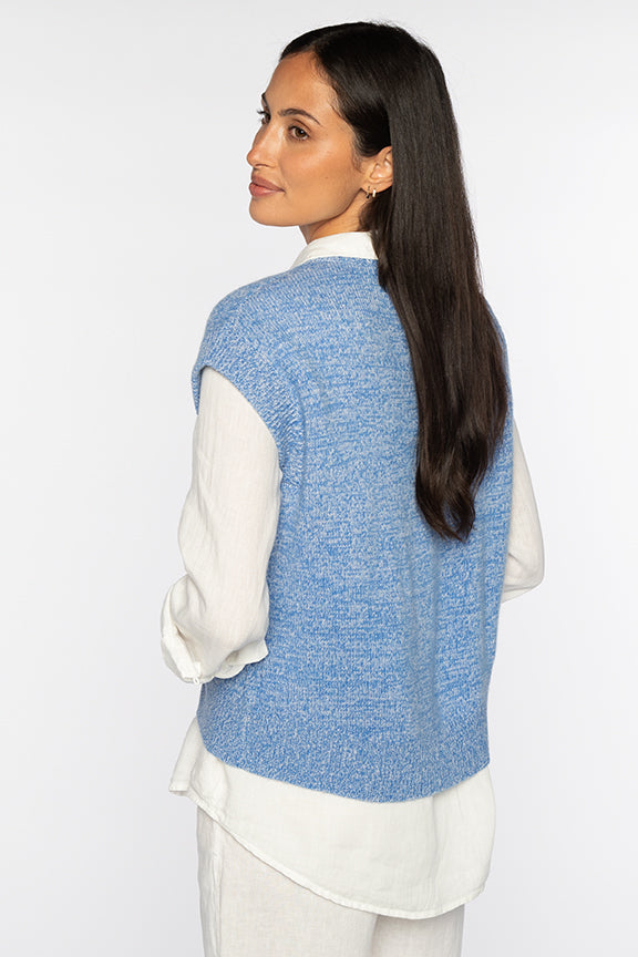 Kinross Cashmere Marled Cap Sleeve Sweater available at Barbara Katz