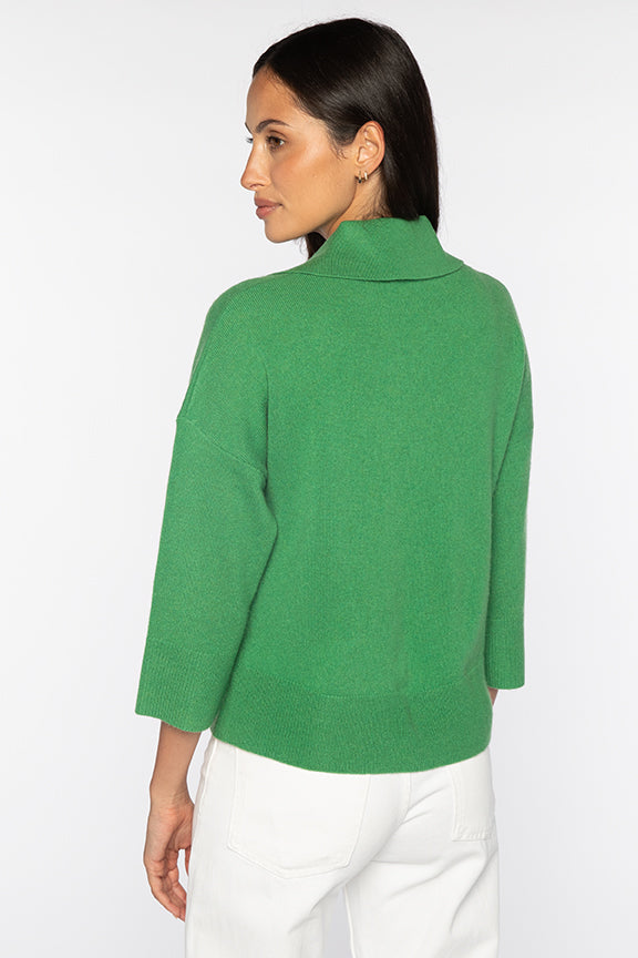 Kinross 3/4 Sleeve Split Neck Polo available at Barbara Katz