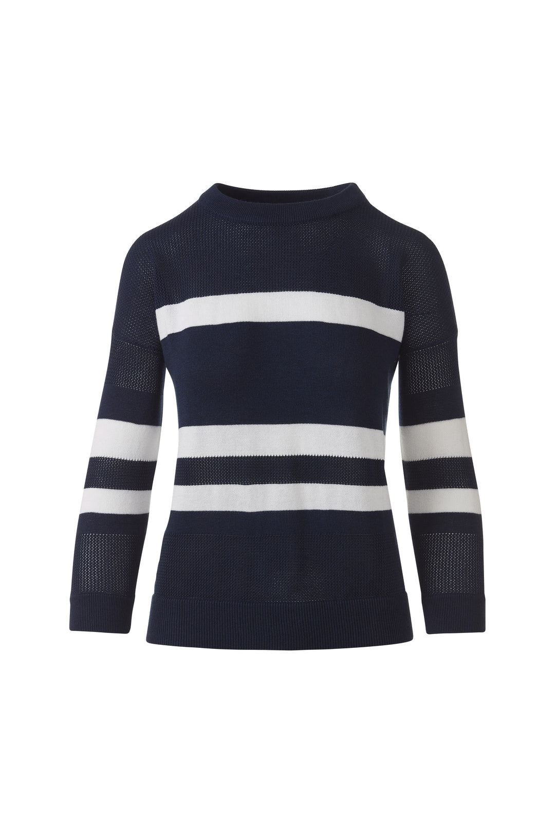 Kinross Mesh Stripe Crew Sweater available at Barbara Katz