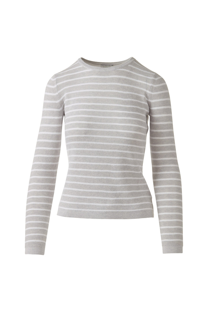 Kinross Texture Stripe Crew Sweater available at Barbara Katz