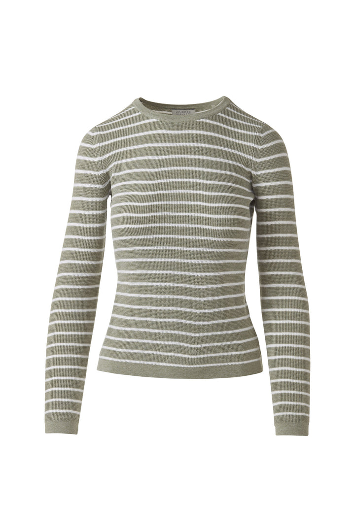 Kinross Texture Stripe Crew Sweater available at Barbara Katz