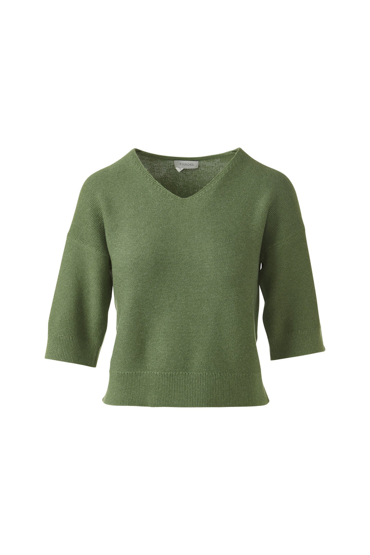 Kinross Garter Easy Vee Sweater available at Barbara Katz
