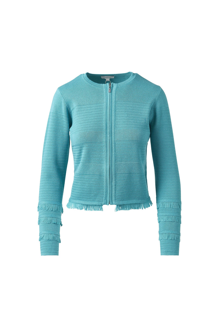 Kinross Fringe Zip Cardigan available at Barbara Katz