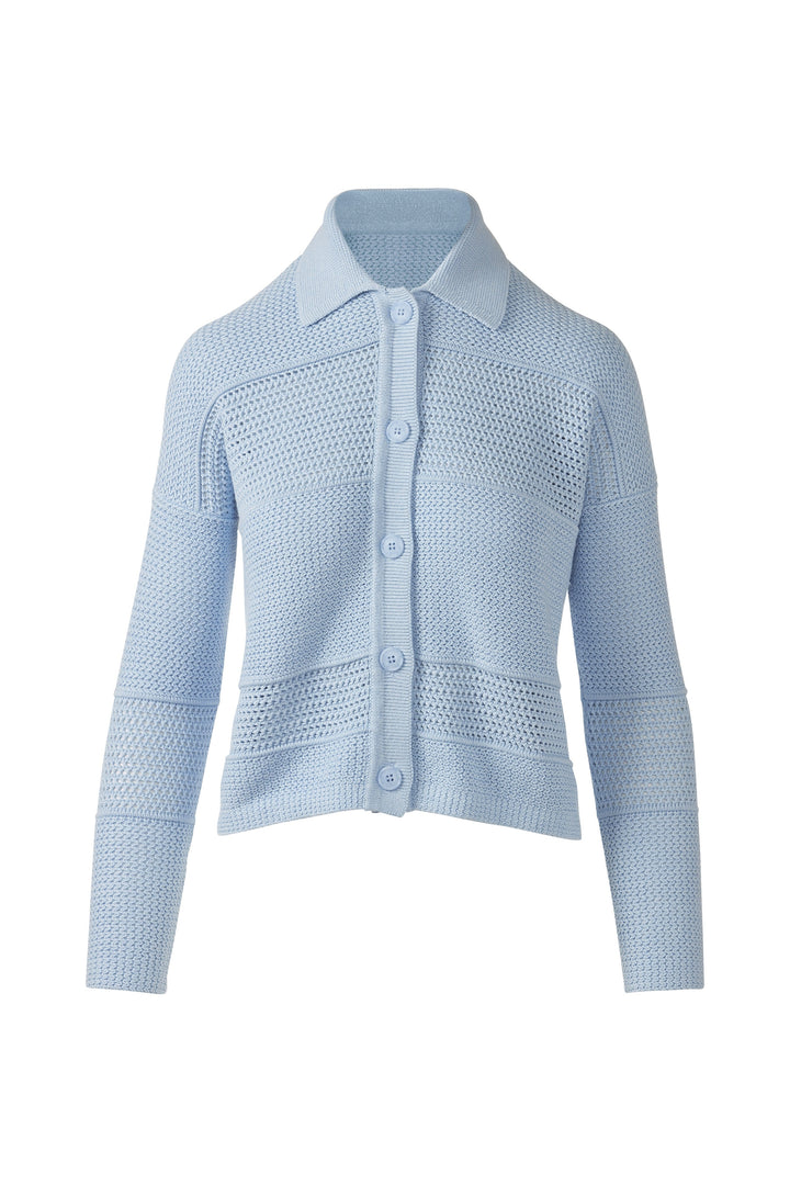 Kinross Mixed Texture Collared Cardigan available at Barbara Katz