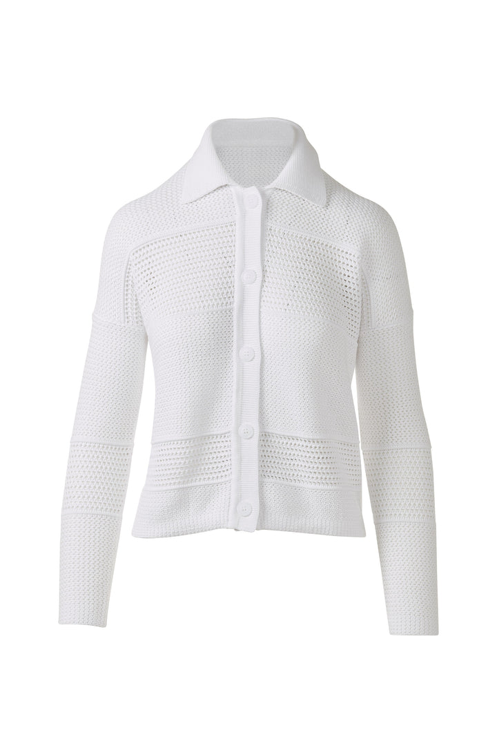 Kinross Mixed Texture Collared Cardigan available at Barbara Katz