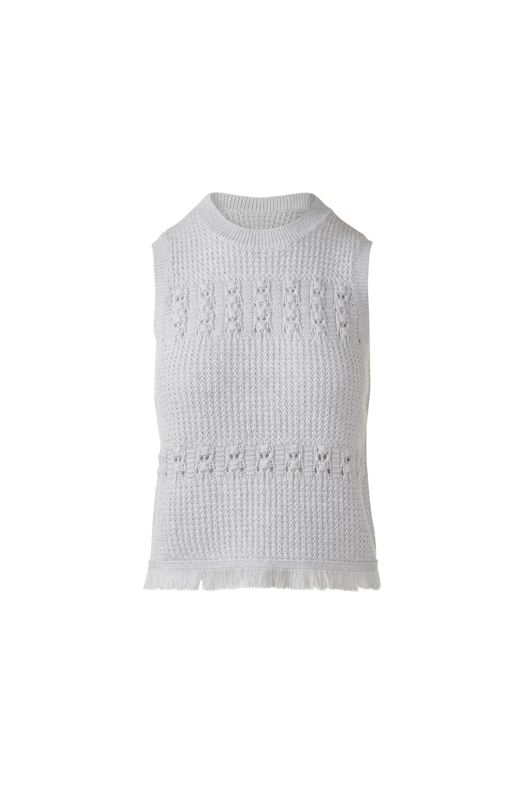 Kinross Textured Fringe Sleeveless Crew Sweater available at Barbara Katz