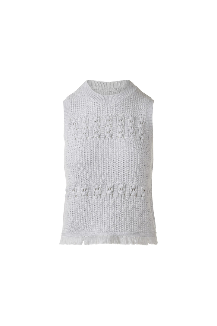 Kinross Textured Fringe Sleeveless Crew Sweater available at Barbara Katz