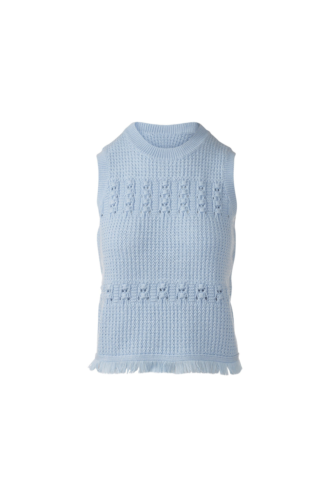 Kinross Textured Fringe Sleeveless Crew Sweater available at Barbara Katz
