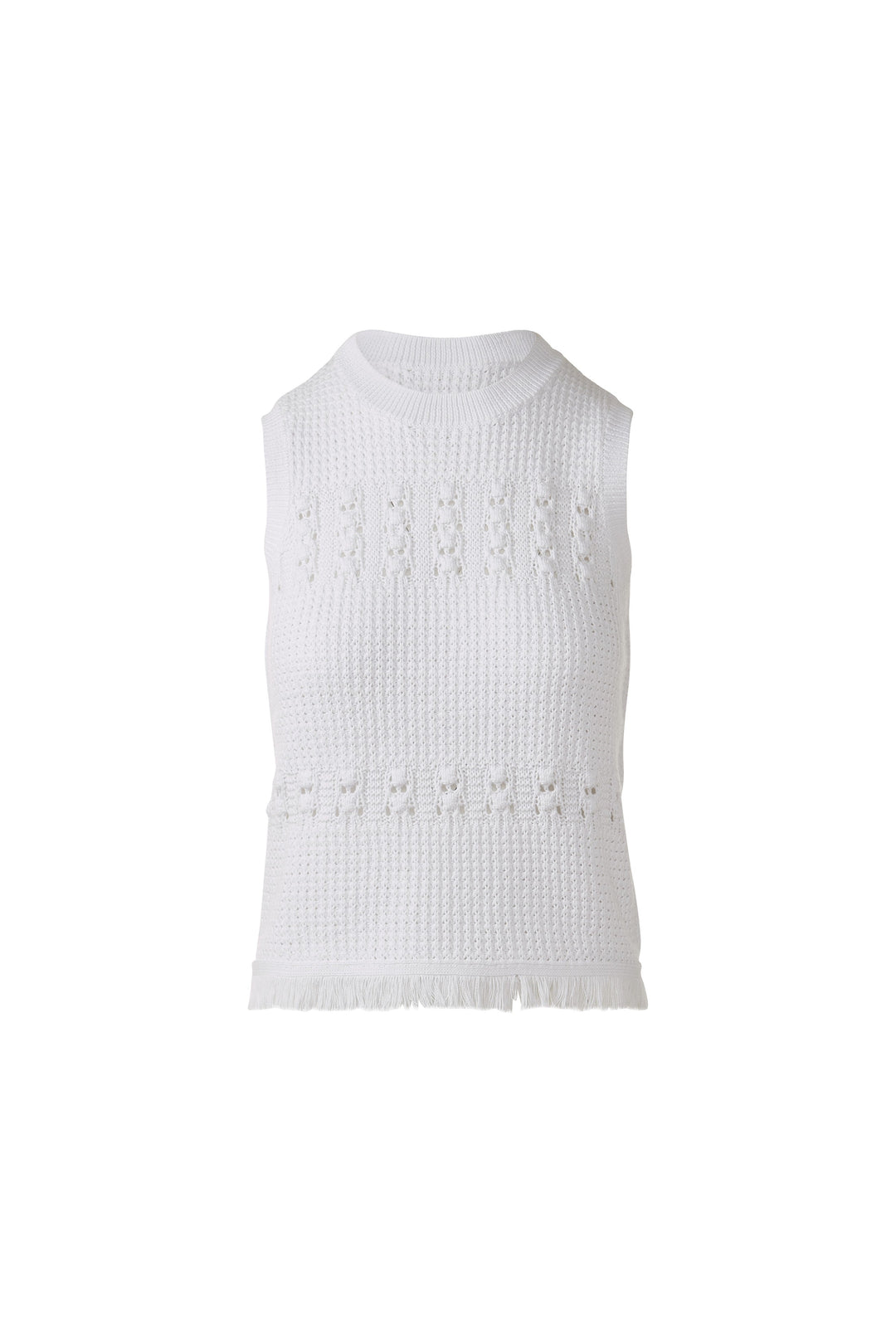 Kinross Textured Fringe Sleeveless Crew Sweater available at Barbara Katz