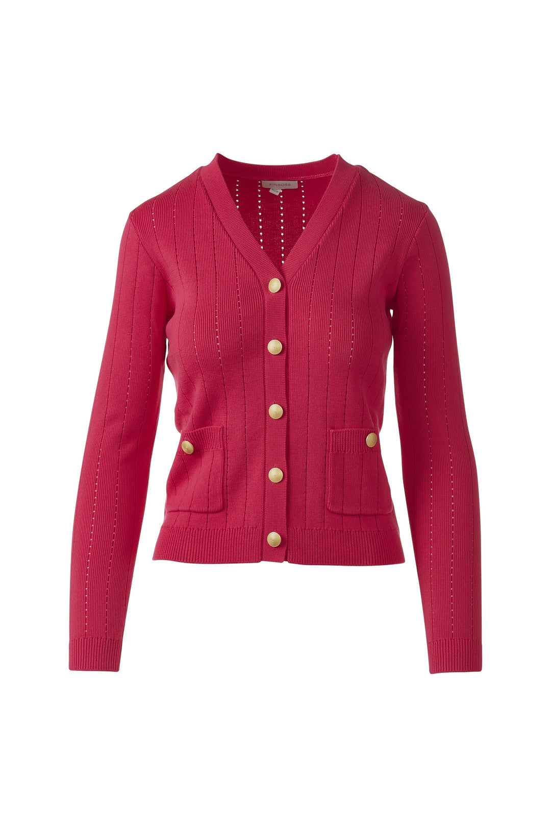 Kinross Rib Button Front Vee Cardigan available at Barbara Katz