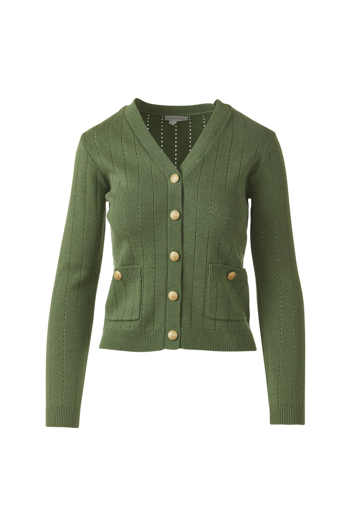 Kinross Rib Button Front Vee Cardigan available at Barbara Katz