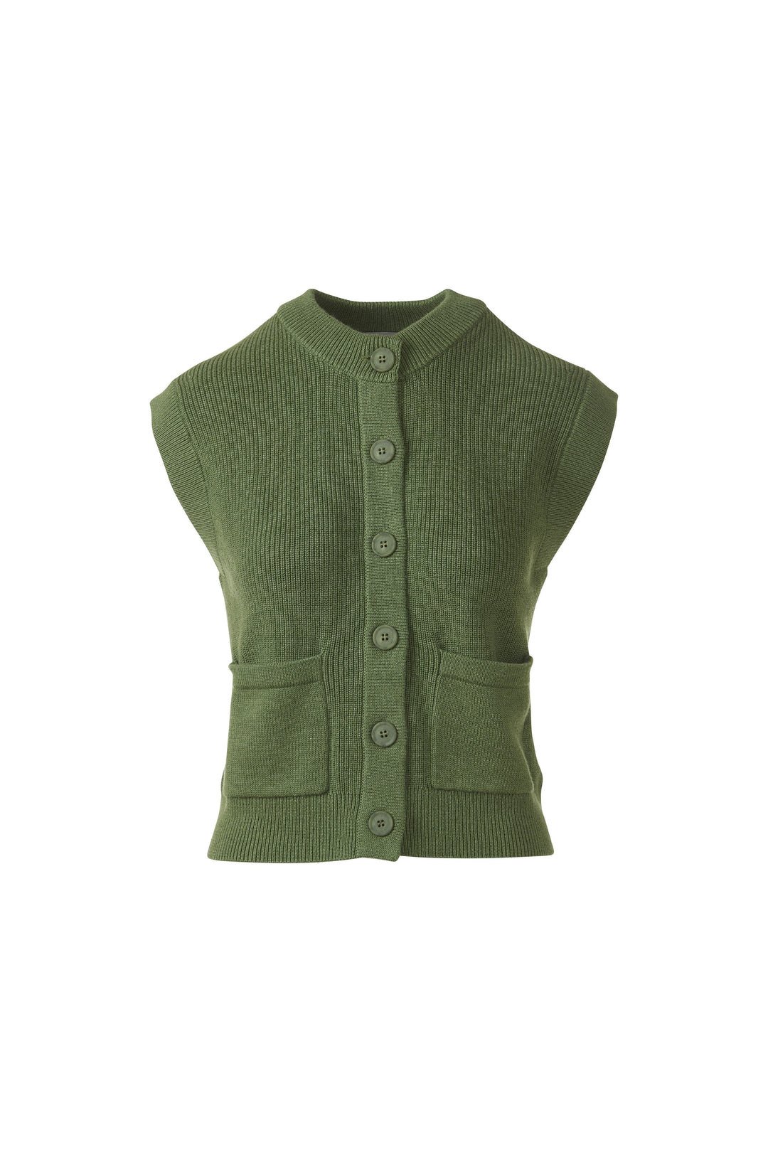 Kinross Rib Button Vest Cardigan available at Barbara Katz