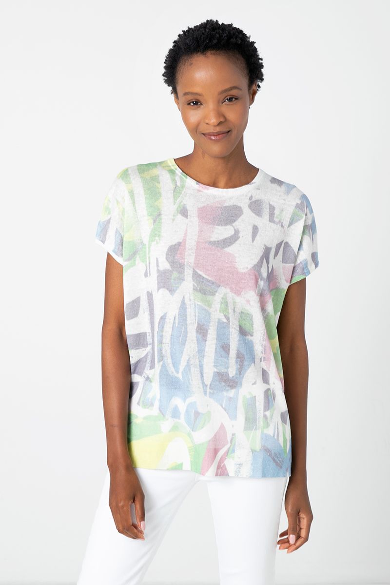 Kinross Graffiti Cap Sleeve Crew available at Barbara Katz