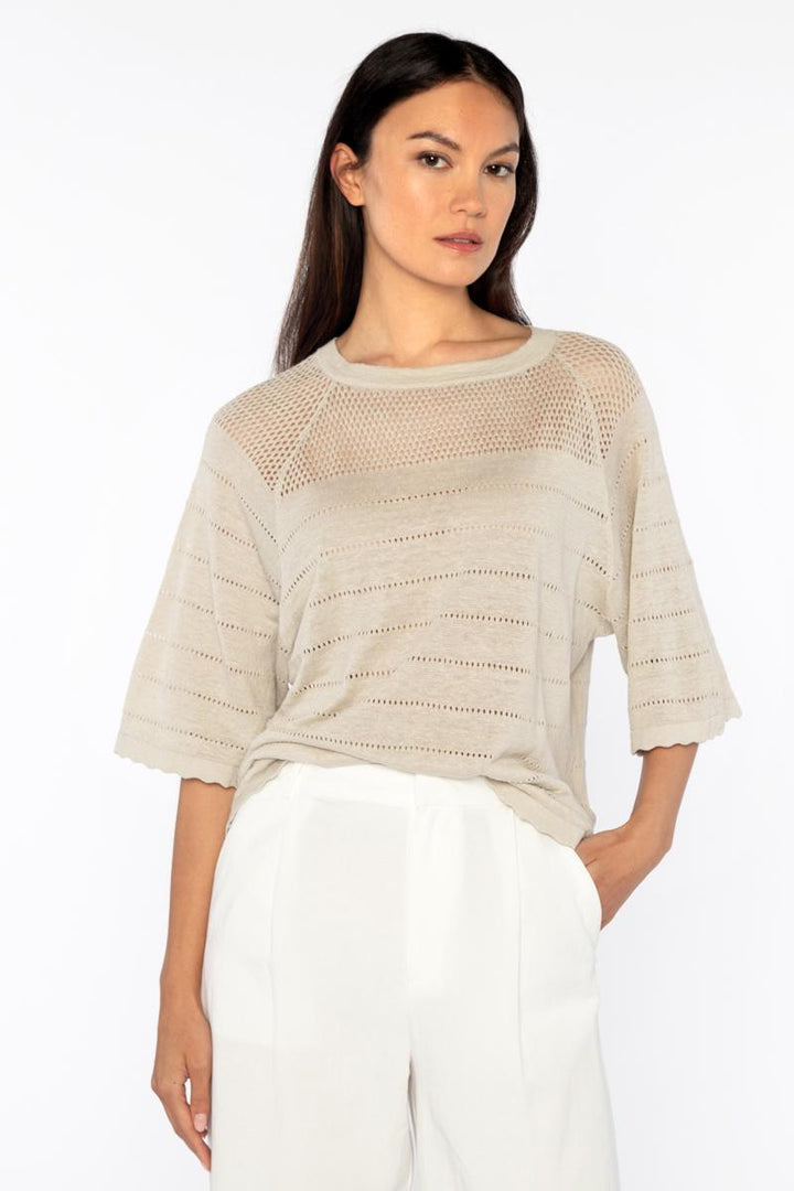 Openwork Raglan Crew