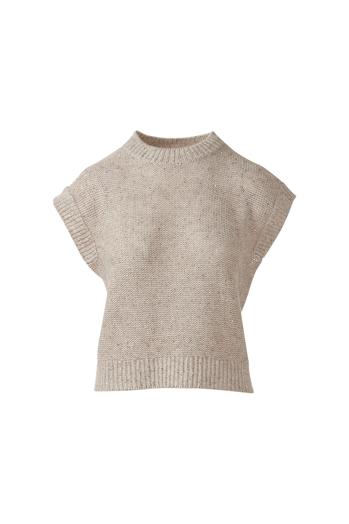 Kinross Sequin Cap Sleeve Crew Sweater available at Barbara Katz