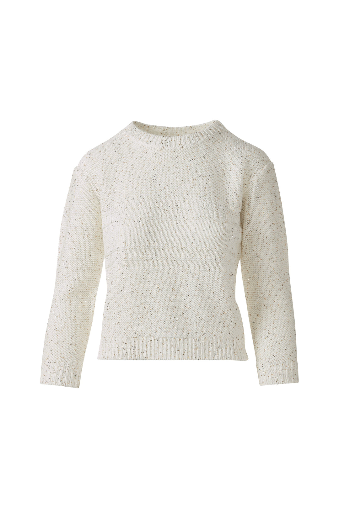 Kinross 3/4 Sleeve Textured Sequin Crew Sweater available at Barbara Katz