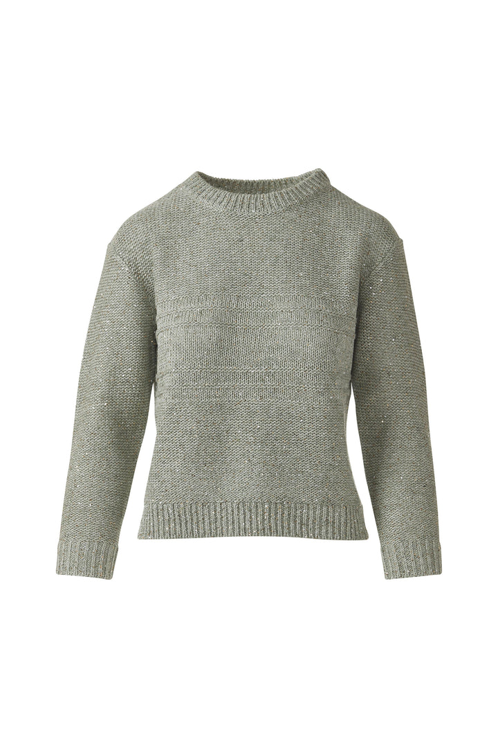 Kinross 3/4 Sleeve Textured Sequin Crew Sweater available at Barbara Katz