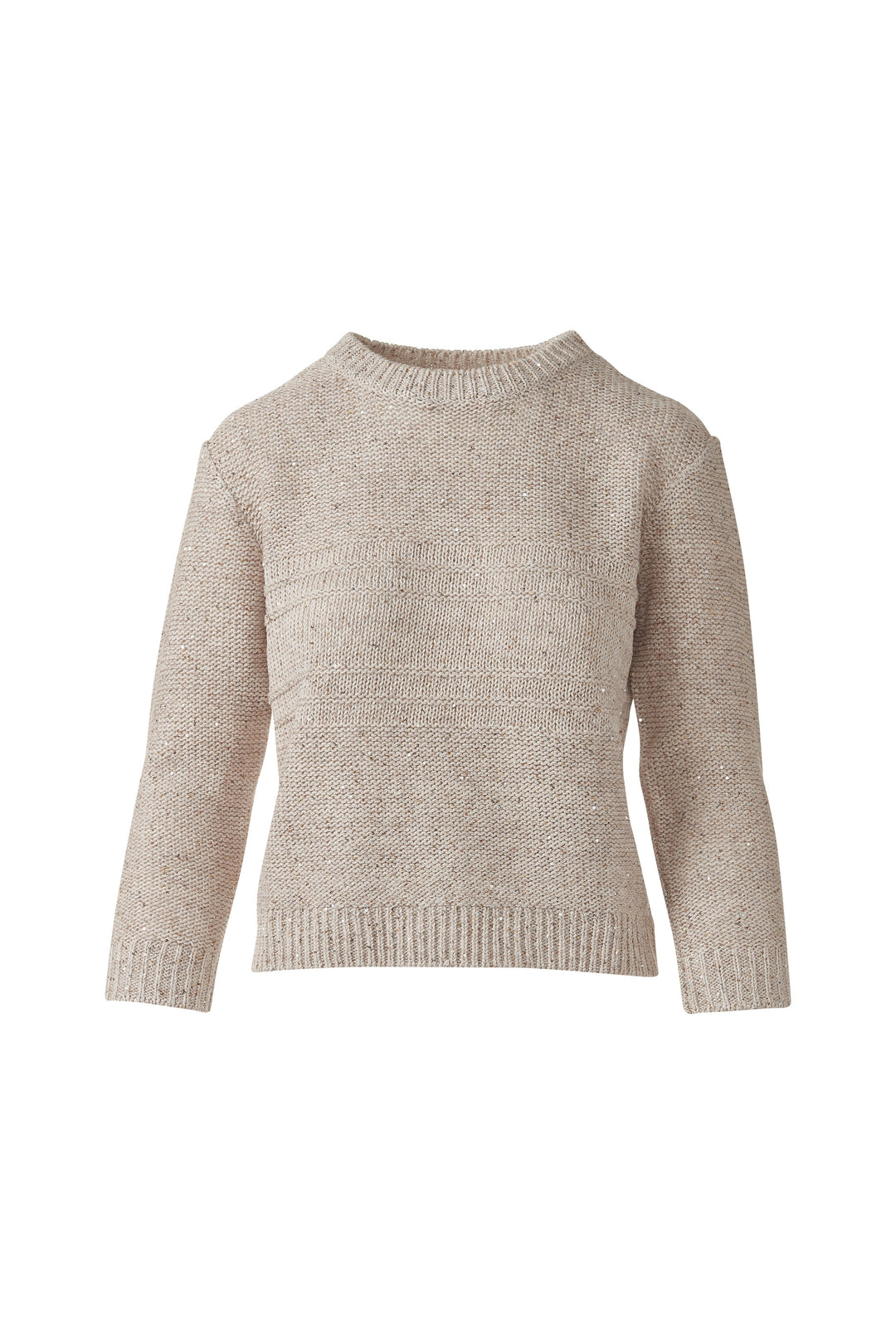 Kinross 3/4 Sleeve Textured Sequin Crew Sweater available at Barbara Katz