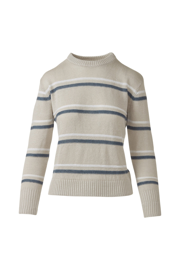 Kinross Textured Stripe Crew Sweater available at Barbara Katz