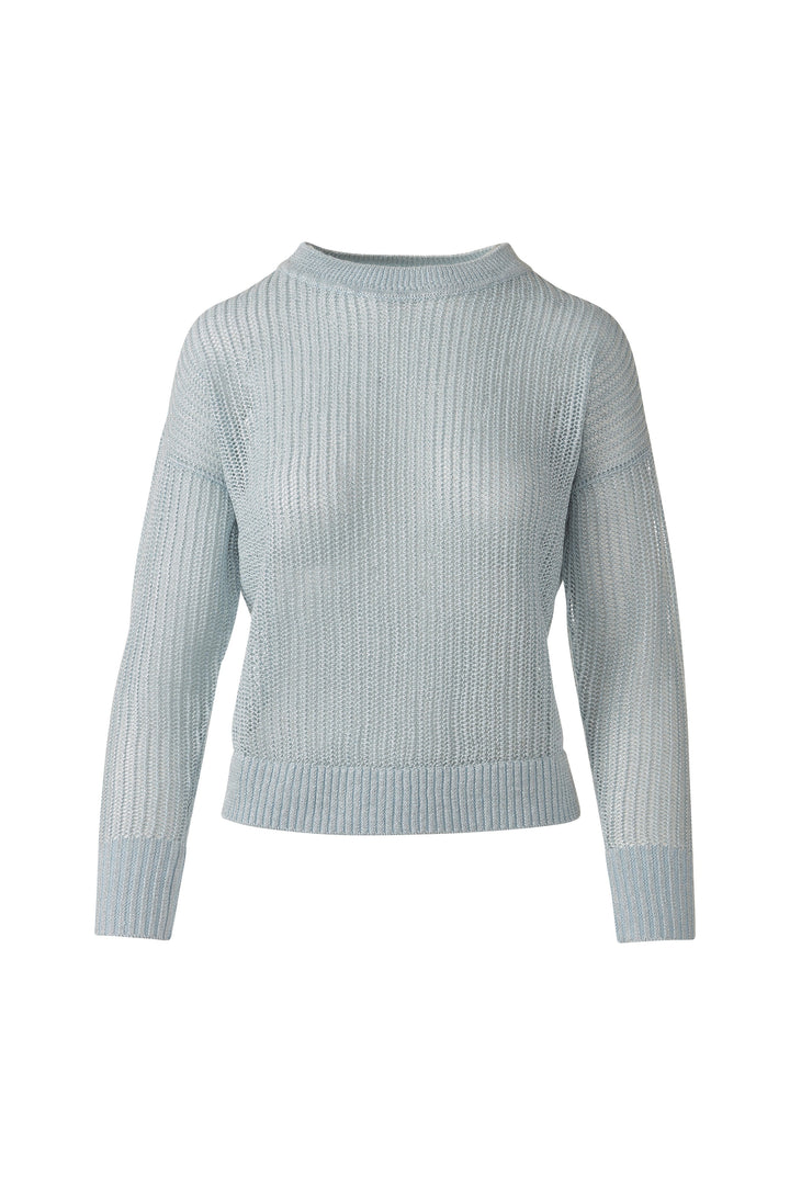 Kinross Open Texture Lurex Crew Sweater available at Barbara Katz