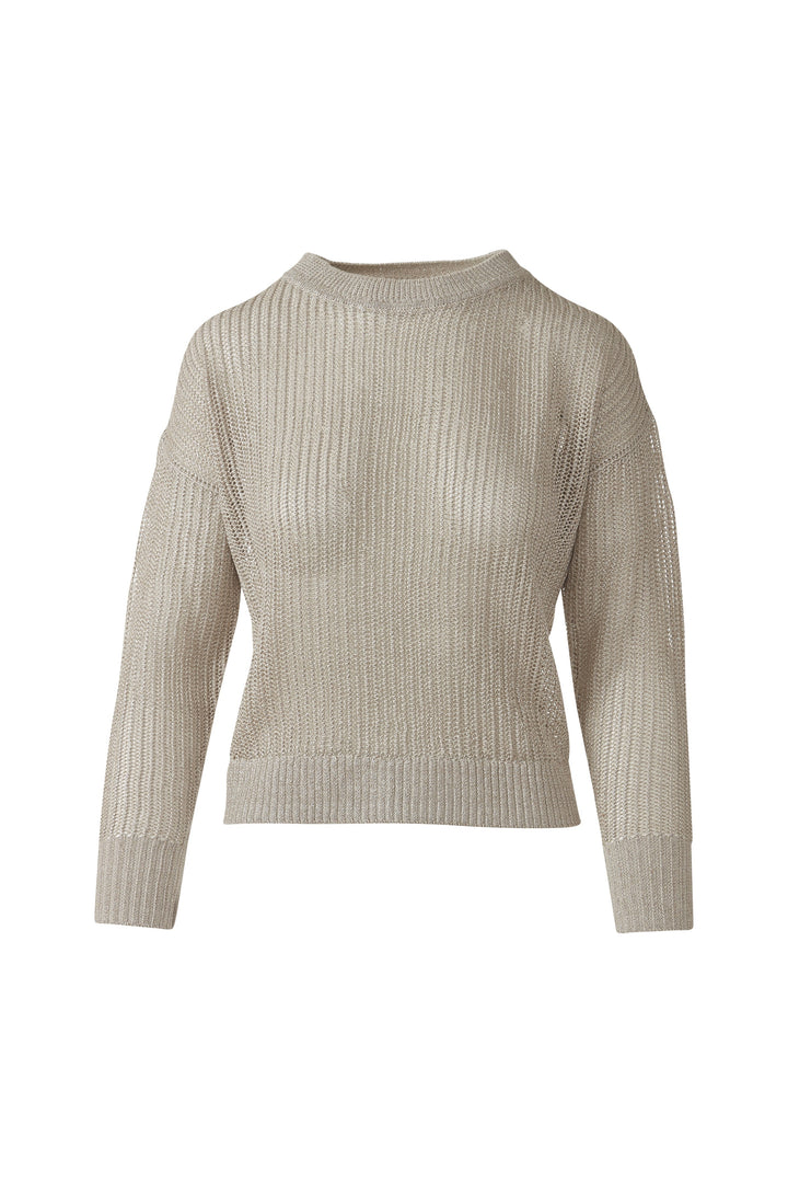 Kinross Open Texture Lurex Crew Sweater available at Barbara Katz
